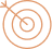 Spirale concentrique pixelisée orange, rappelant une cible ou un iris, avec un réticule de visée dans le coin supérieur gauche.