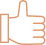 Icône pixelisée de pouce levé marron sur fond noir, symbole d'approbation, j'aime ou succès.